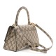 BALENCIAGA X GUCCI GG Supreme Monogram Small Hourglass Top Handle Bag Beige Ebony