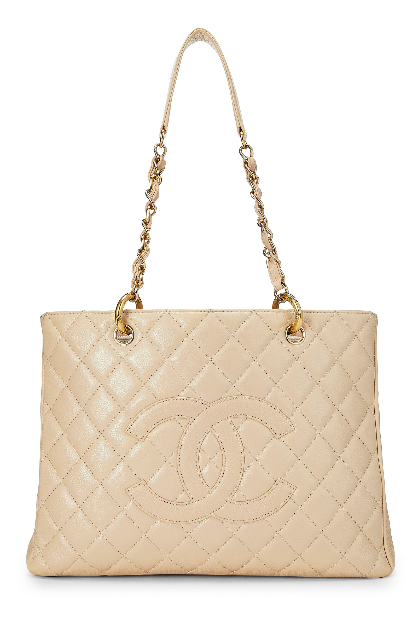 CHANEL BEIGE QUILTED CAVIAR GRAND SHOPPING TOTE (GST)