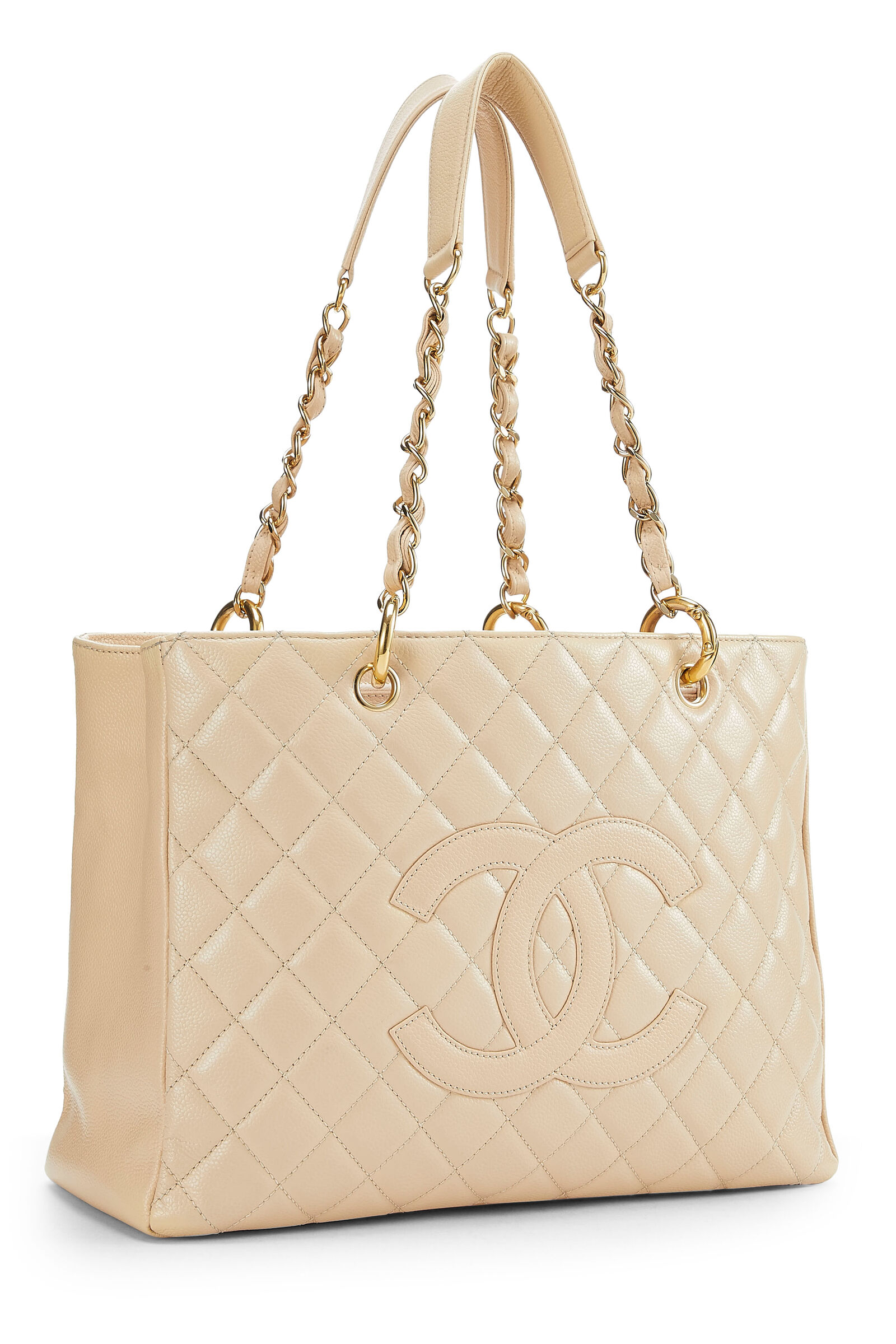 CHANEL BEIGE QUILTED CAVIAR GRAND SHOPPING TOTE (GST)