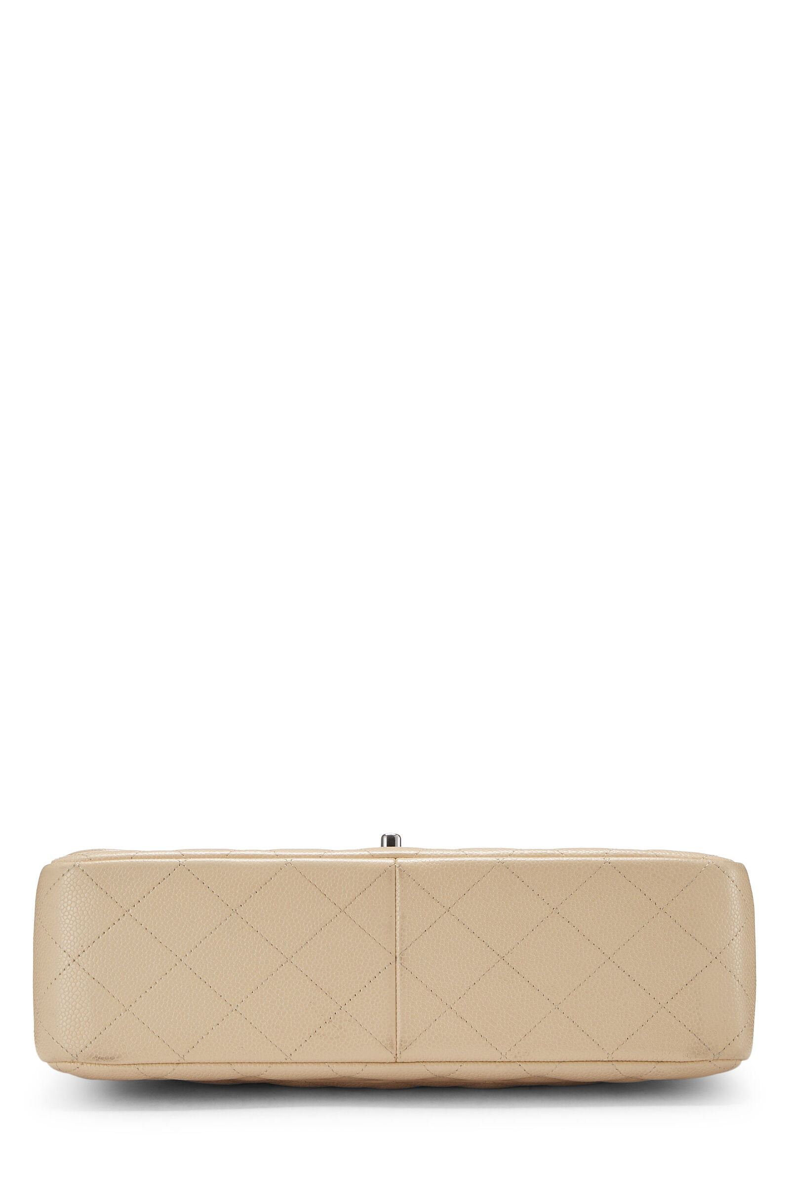 CHANEL BEIGE QUILTED CAVIAR NEW CLASSIC DOUBLE FLAP JUMBO