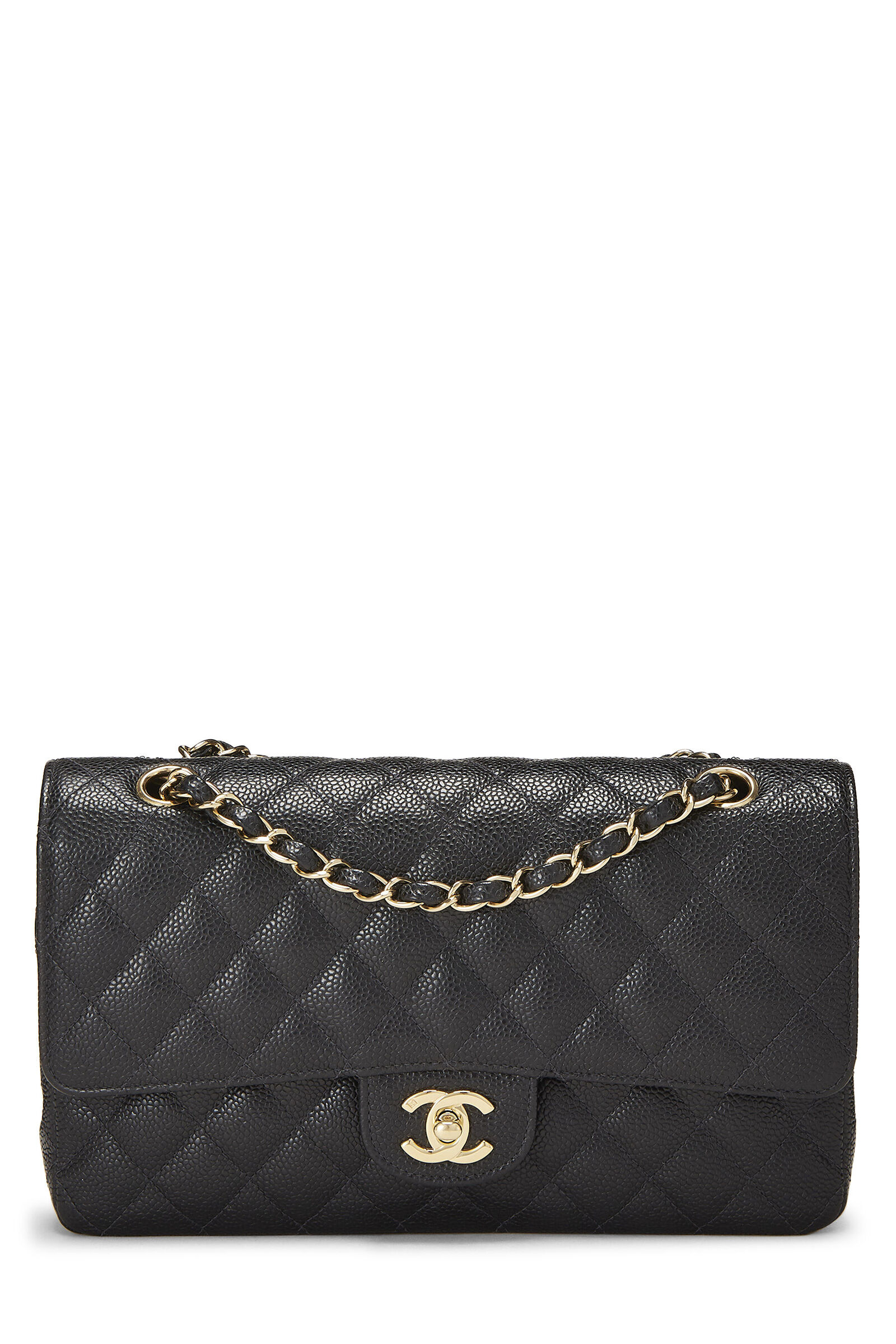 CHANEL BLACK QUILTED CAVIAR CLASSIC DOUBLE FLAP MEDIUM