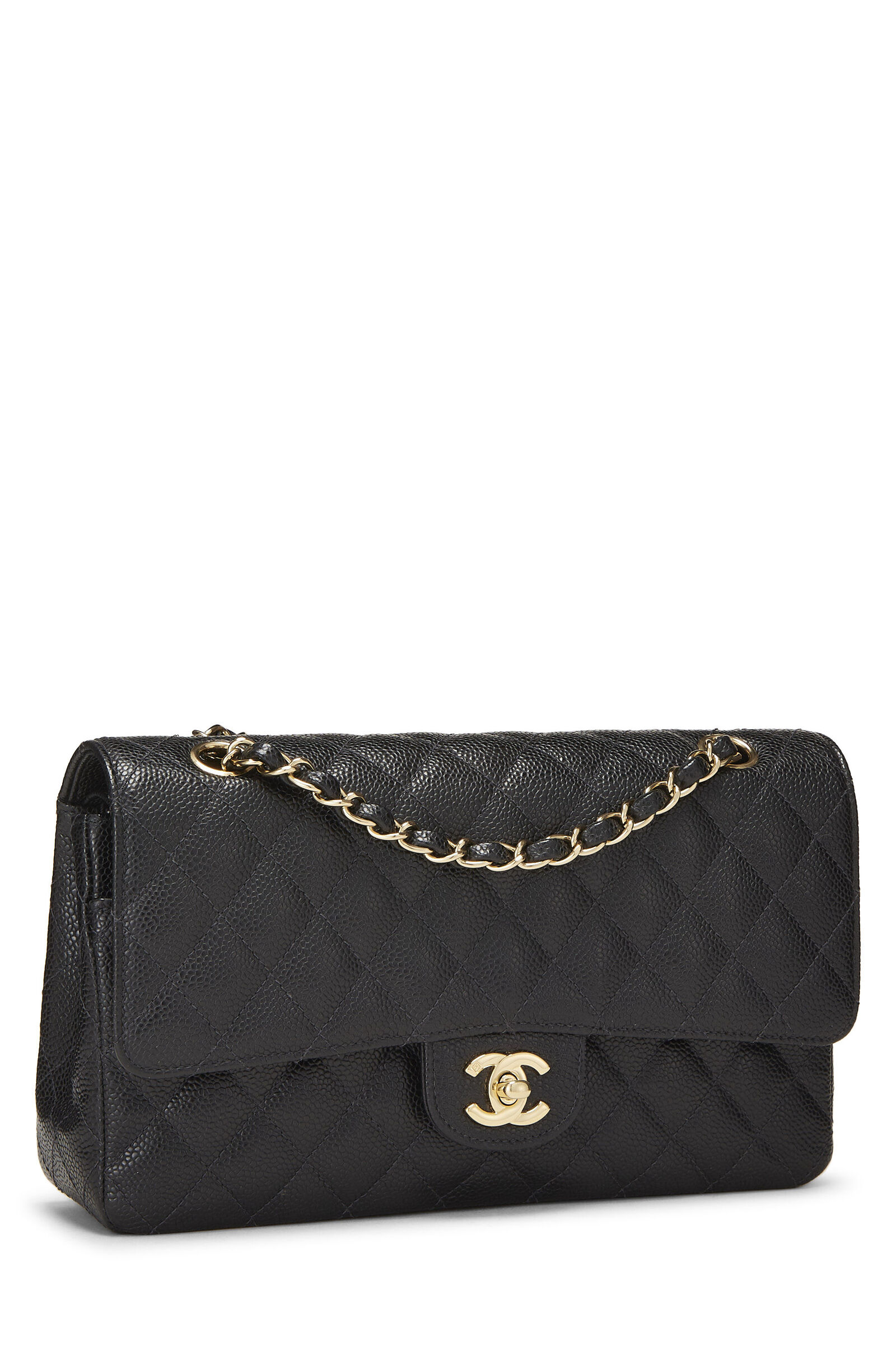 CHANEL BLACK QUILTED CAVIAR CLASSIC DOUBLE FLAP MEDIUM