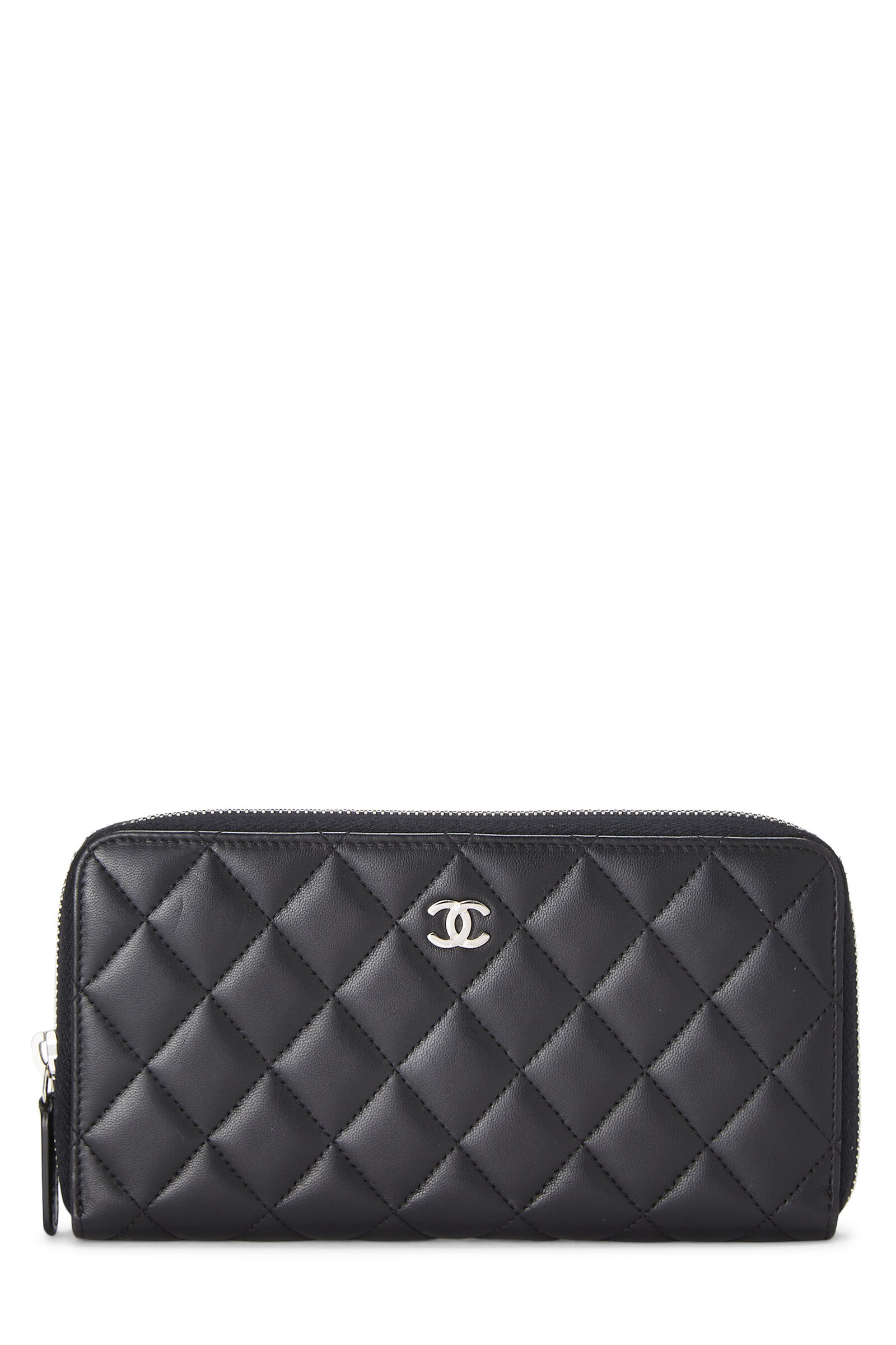 CHANEL BLACK QUILTED LAMBSKIN ZIP WALLET