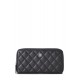 CHANEL BLACK QUILTED LAMBSKIN ZIP WALLET