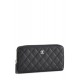 CHANEL BLACK QUILTED LAMBSKIN ZIP WALLET