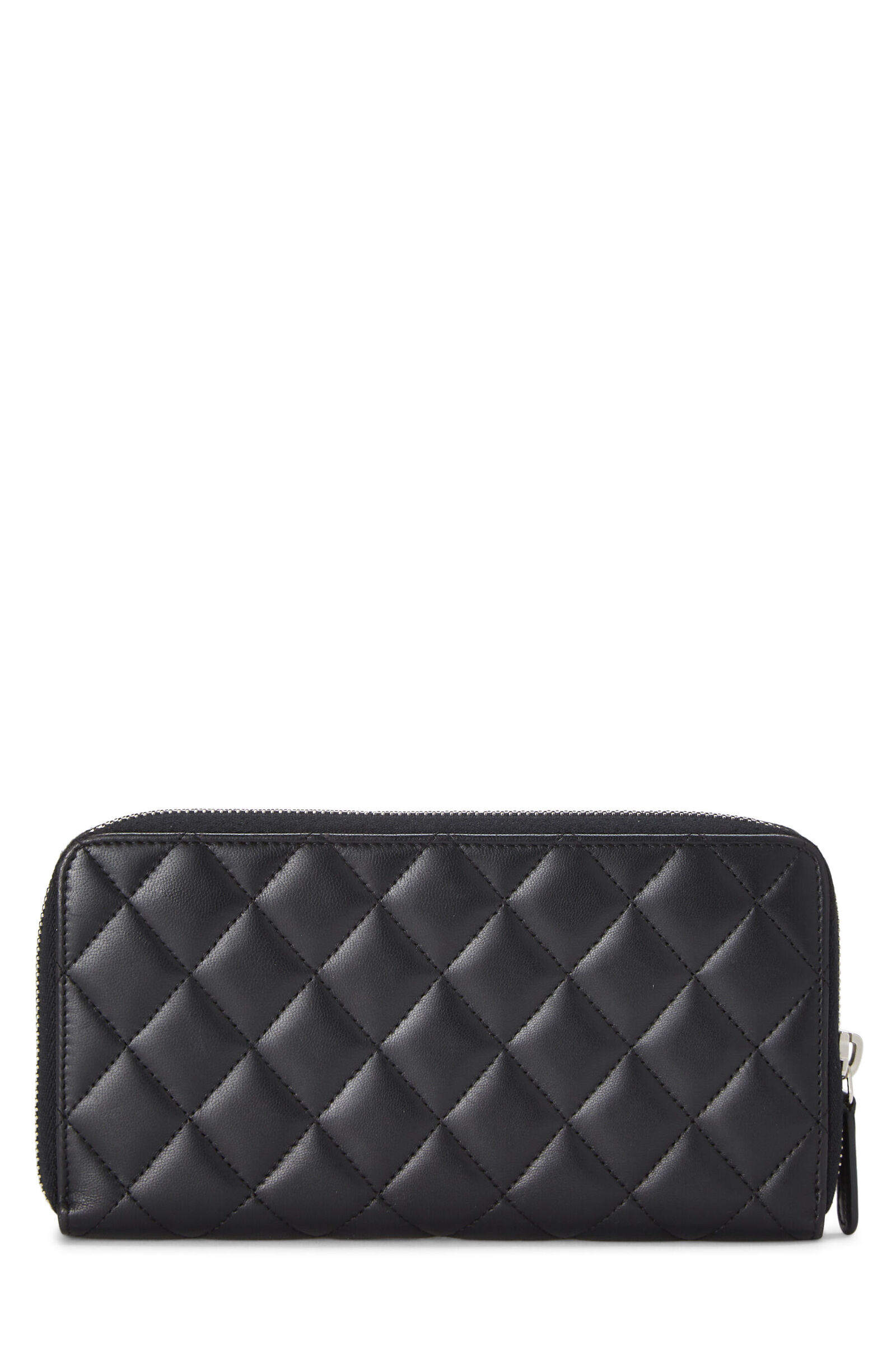 CHANEL BLACK QUILTED LAMBSKIN ZIP WALLET