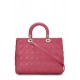 CHRISTIAN DIOR PINK CANNAGE QUILTED LAMBSKIN LADY DIOR LARGE 