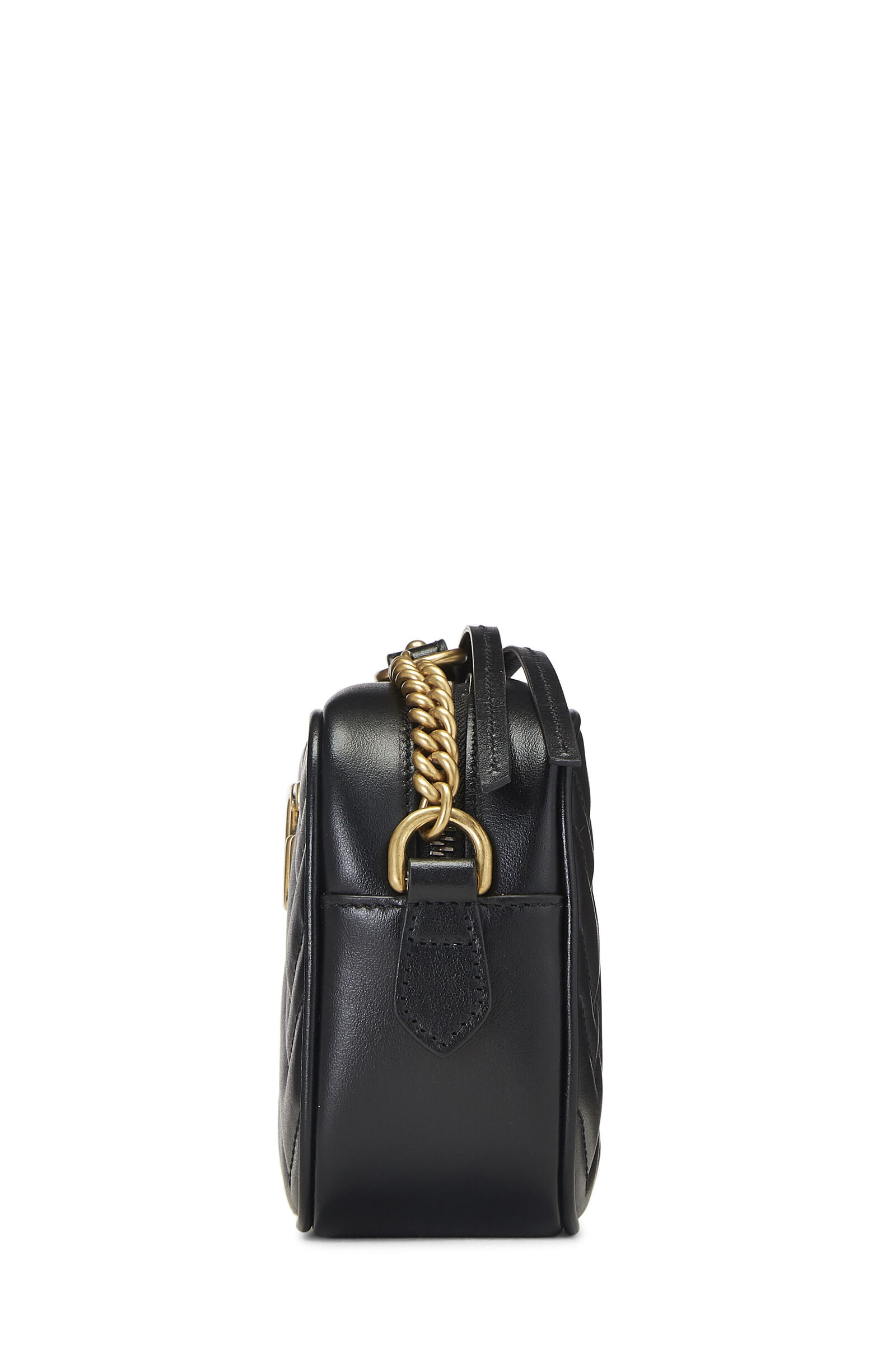 GUCCI BLACK LEATHER GG MARMONT CROSSBODY MINI