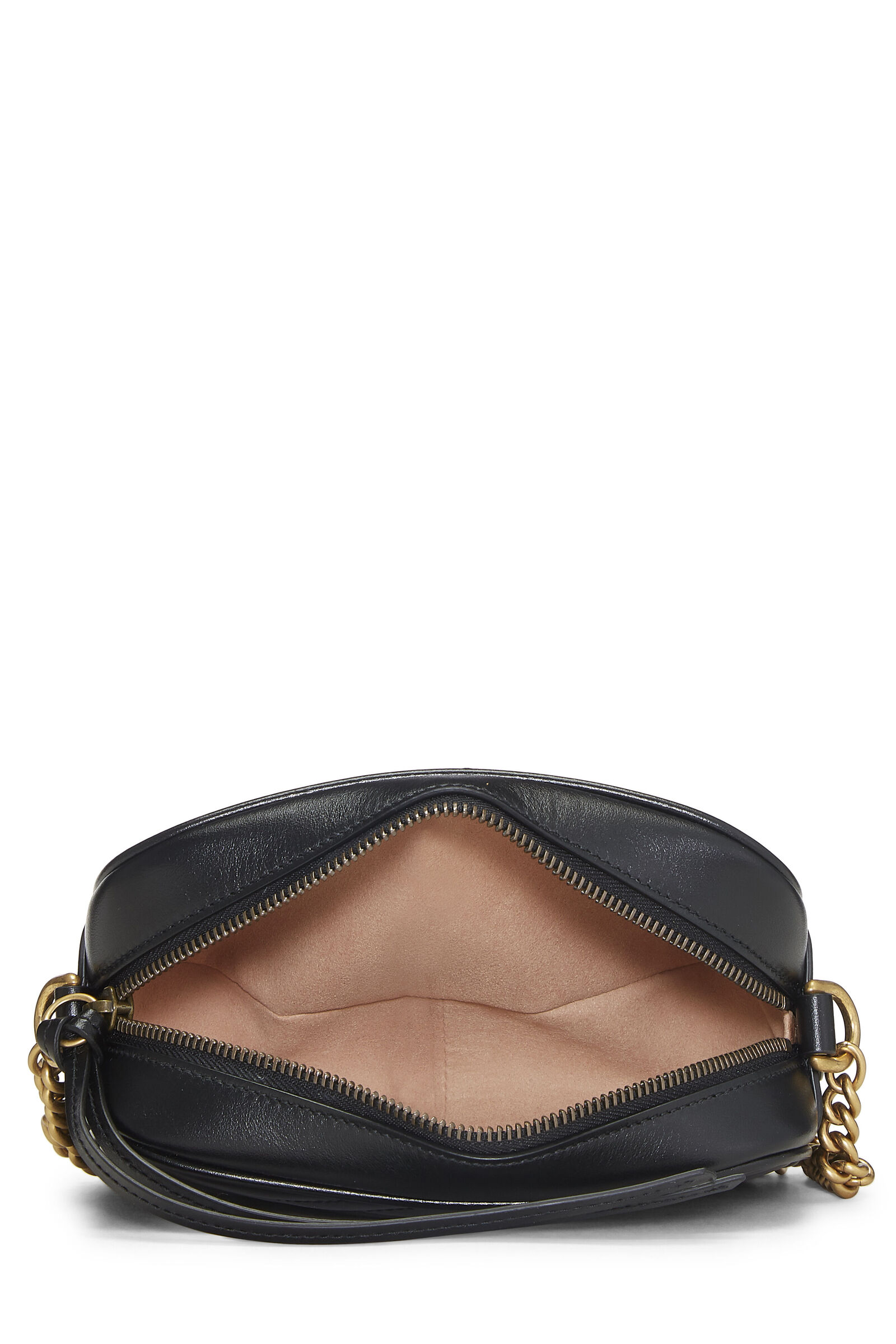 GUCCI BLACK LEATHER GG MARMONT CROSSBODY MINI