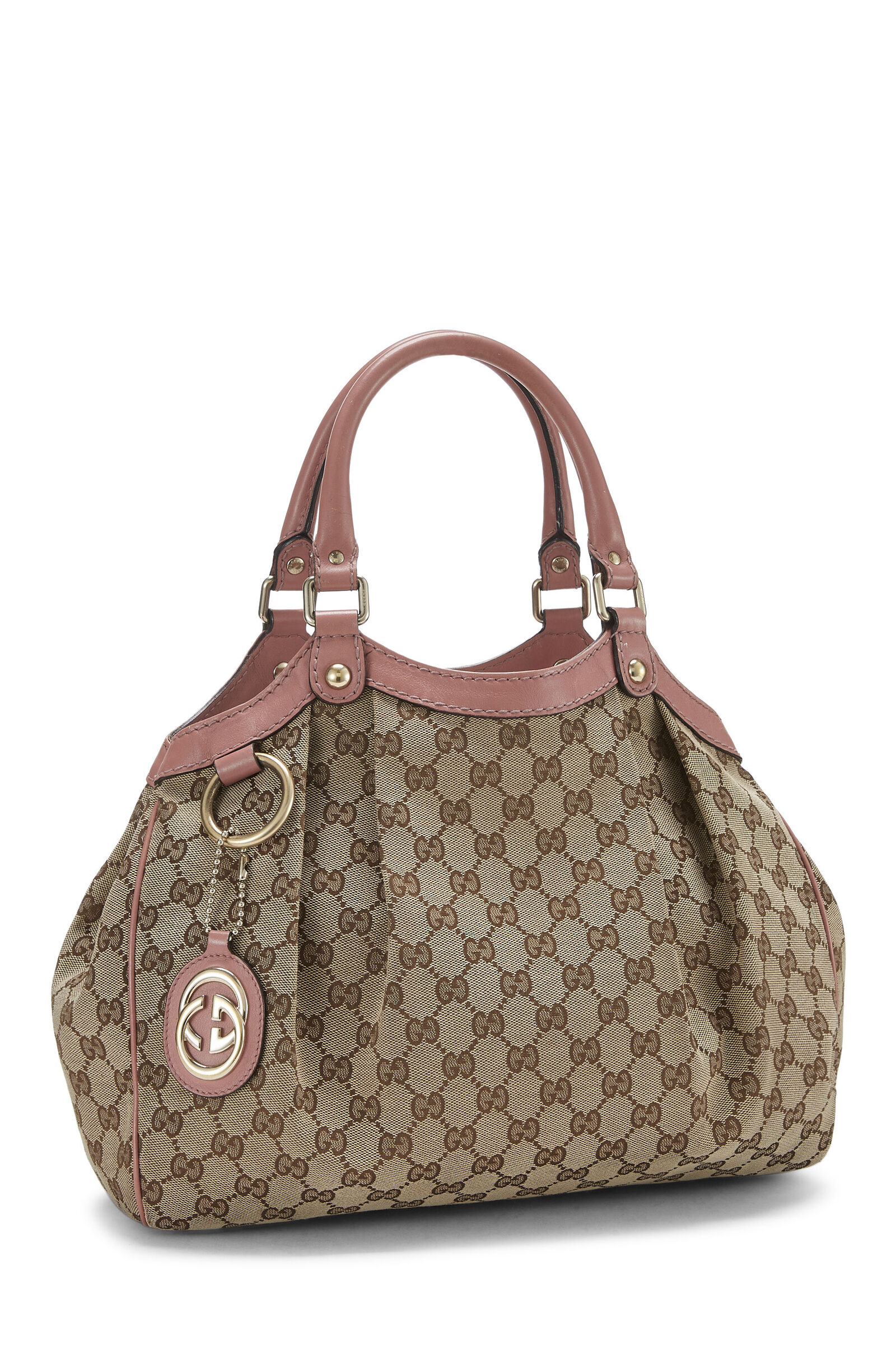 GUCCI PINK ORIGINAL GG CANVAS SUKEY TOTE