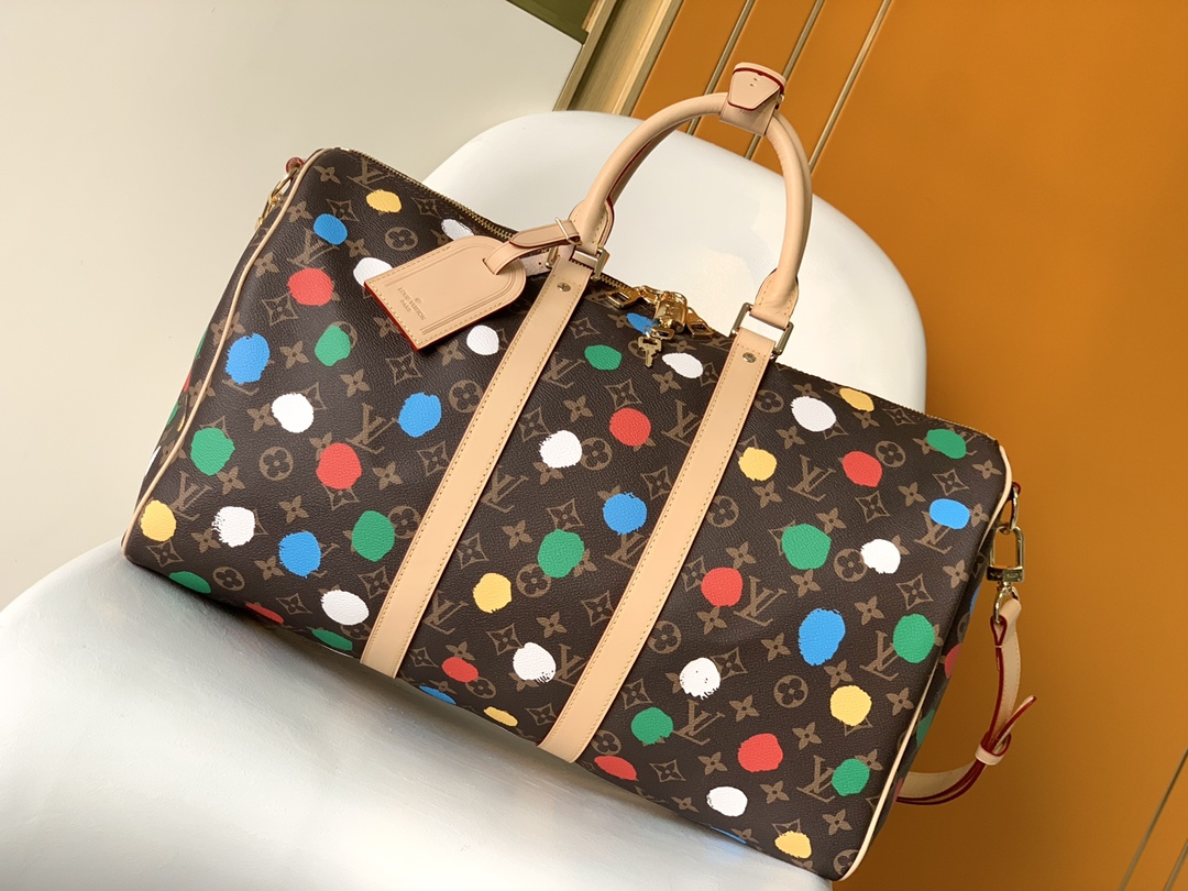 Louis Vuitton Yayoi Kusama Keepall Bandouliere 45 M46377 7A TOP QUALITY