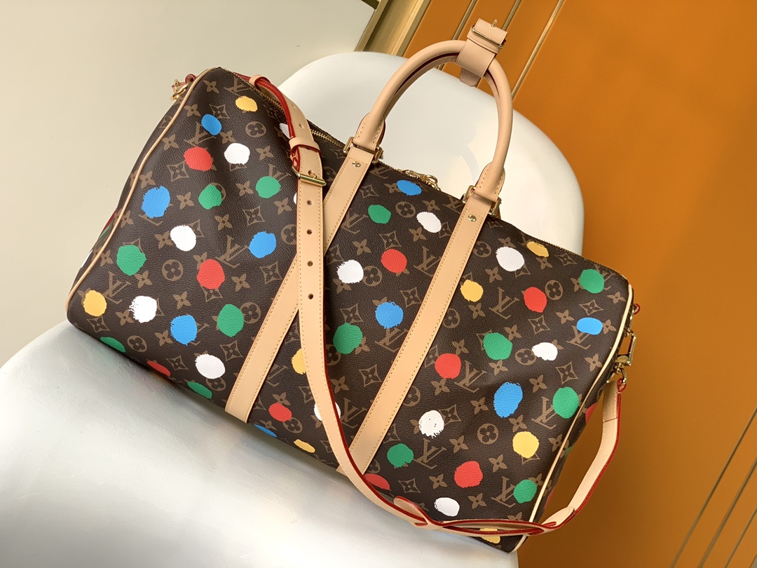 Louis Vuitton Yayoi Kusama Keepall Bandouliere 45 M46377 7A TOP QUALITY