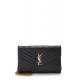 SAINT LAURENT BLACK GRAINED CALFSKIN ENVELOPE WALLET-ON-CHAIN (WOC)