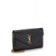 SAINT LAURENT BLACK GRAINED CALFSKIN ENVELOPE WALLET-ON-CHAIN (WOC)