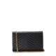 SAINT LAURENT BLACK GRAINED CALFSKIN ENVELOPE WALLET-ON-CHAIN (WOC)