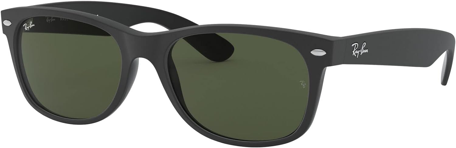 Ray-Ban Unisex Sunglasses Black On Transparent Frame Rubber Black on Black/G-15 Green