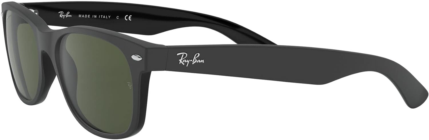 Ray-Ban Unisex Sunglasses Black On Transparent Frame Rubber Black on Black/G-15 Green