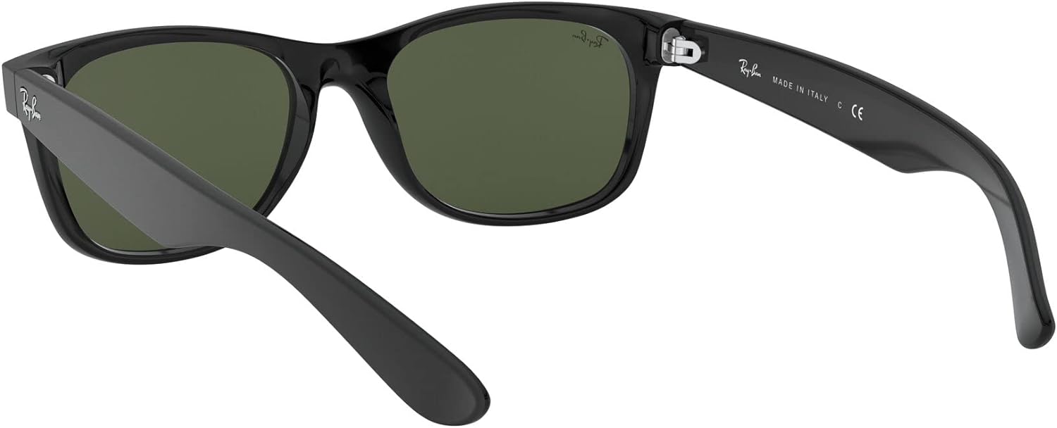 Ray-Ban Unisex Sunglasses Black On Transparent Frame Rubber Black on Black/G-15 Green