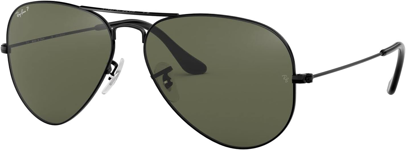 Ray-Ban Rb3025 Classic Polarized Aviator Sunglasses Black/Polarized G-15 Green