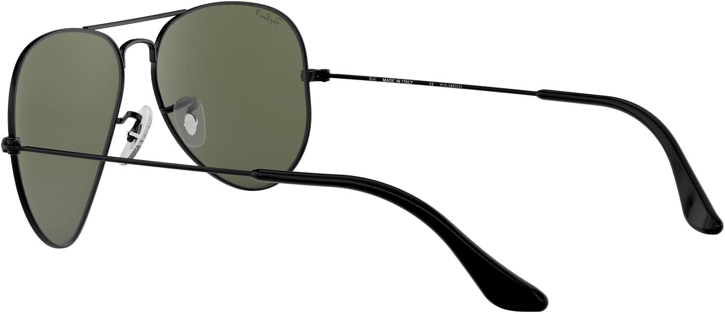 Ray-Ban Rb3025 Classic Polarized Aviator Sunglasses Black/Polarized G-15 Green