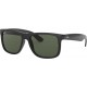 Ray-Ban RB4165 Justin Rectangular Sunglasses Black/Dark Green