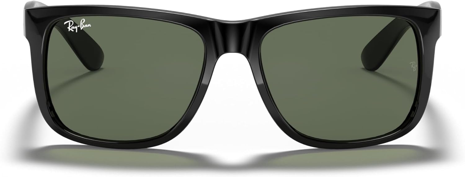 Ray-Ban RB4165 Justin Rectangular Sunglasses Black/Dark Green