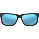 Ray-Ban RB4165 Justin Rectangular Sunglasses Rubber Black/Blue Flash