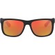 Ray-Ban RB4165 Justin Rectangular Sunglasses Rubber Black/Brown Mirrored Orange