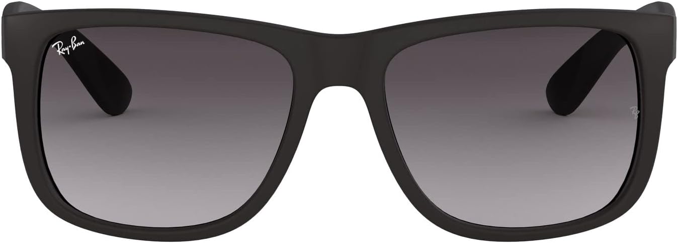 Ray-Ban RB4165 Justin Rectangular Sunglasses Rubber Black/Light Grey Gradient Dark Grey