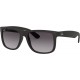 Ray-Ban RB4165 Justin Rectangular Sunglasses Rubber Black/Light Grey Gradient Dark Grey