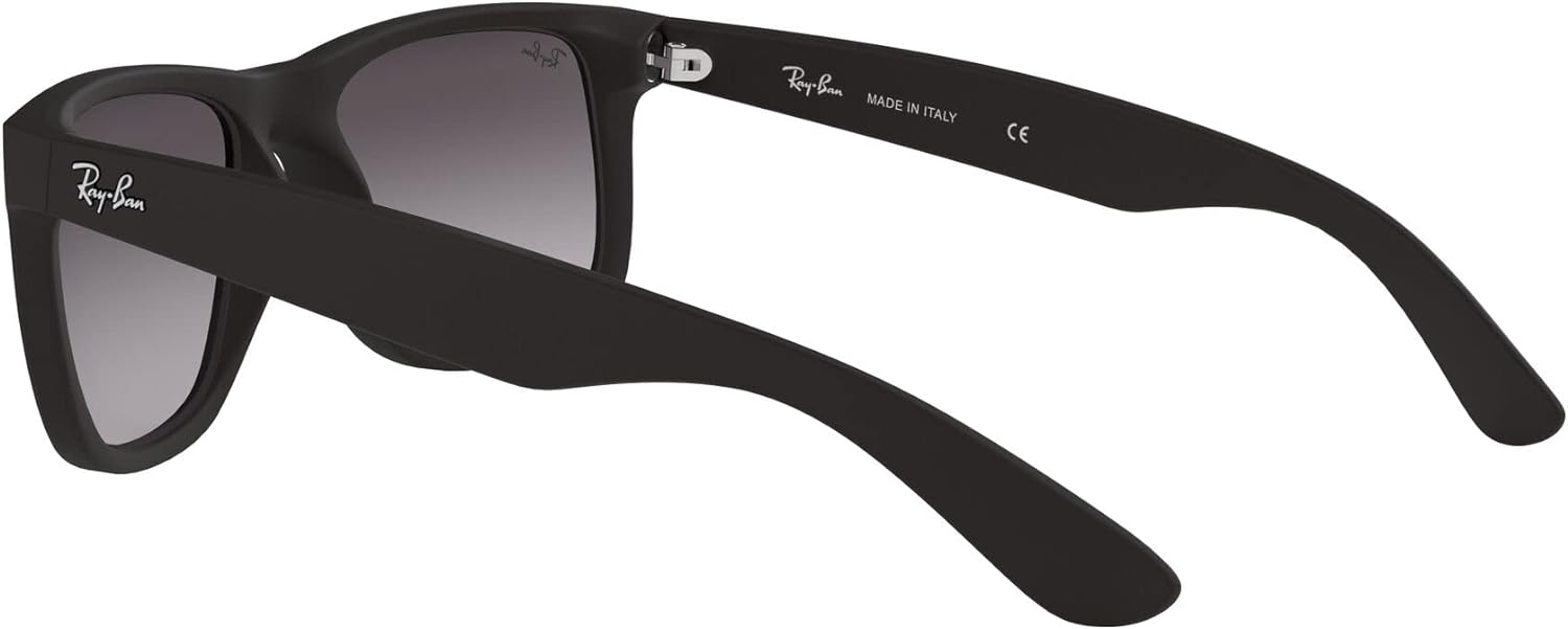 Ray-Ban RB4165 Justin Rectangular Sunglasses Rubber Black/Light Grey Gradient Dark Grey