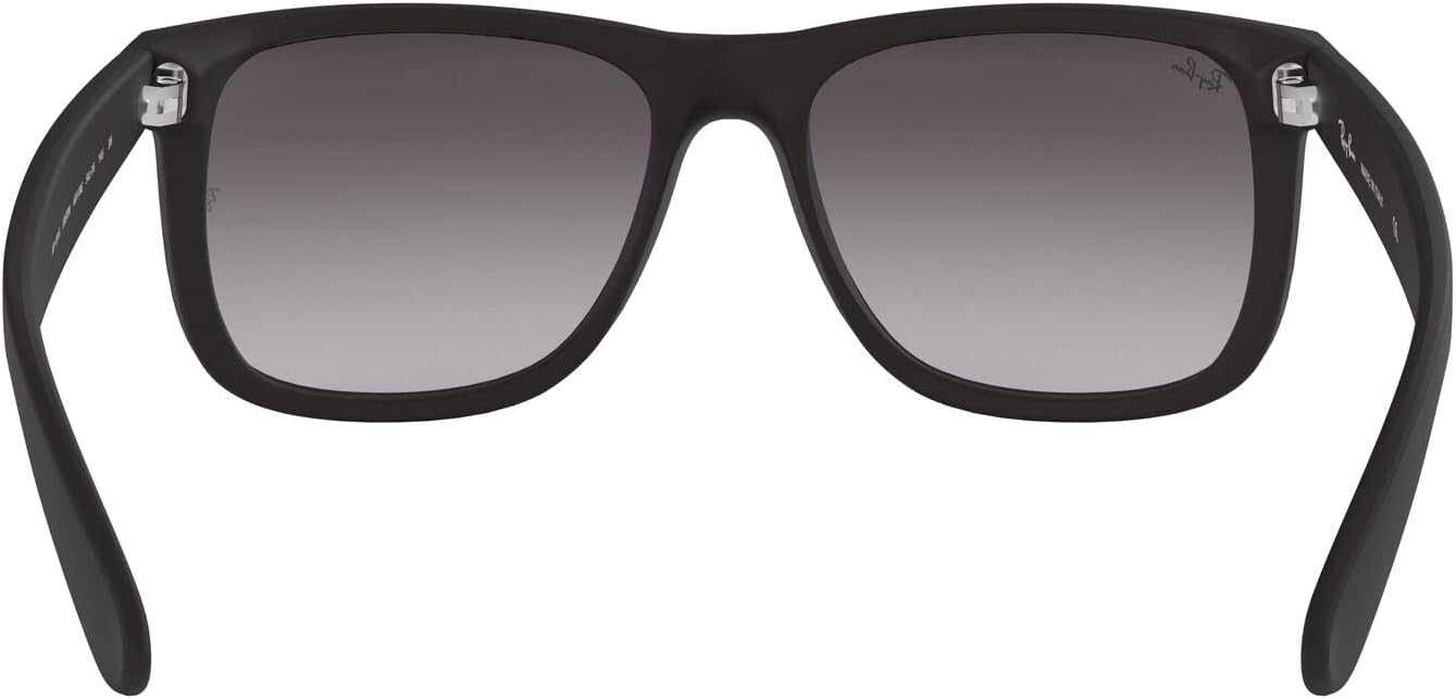 Ray-Ban RB4165 Justin Rectangular Sunglasses Rubber Black/Light Grey Gradient Dark Grey