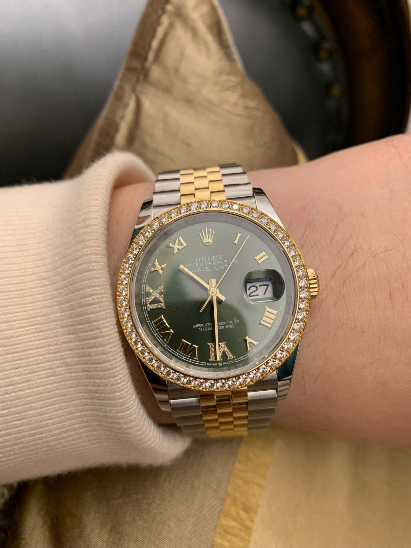 Rolex DATEJUST 36mm Oystersteel yellow gold and diamonds m126283rbr