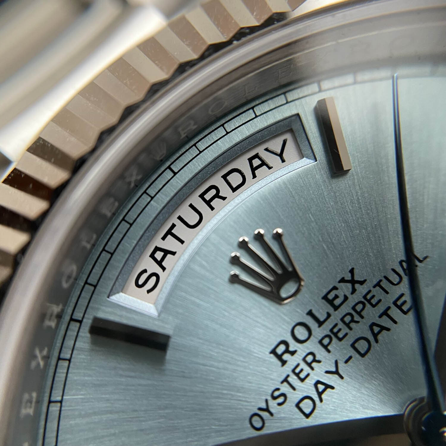 Rolex Oyster Perpetual Day-Date President 40mm in Platinum with Ice-Blue Dial Men's Watch 228236-0012 Unworn