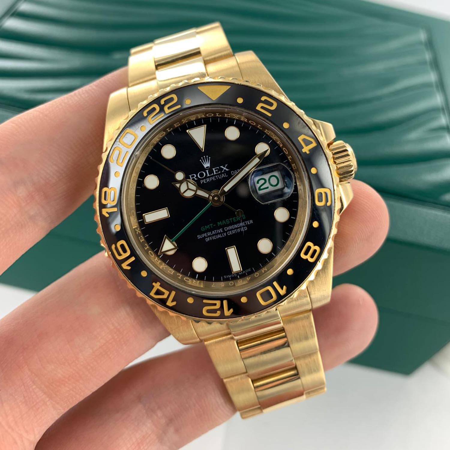 Rolex GMT Master II 18k Yellow Gold Oyster Bracelet 116718LN Unworn