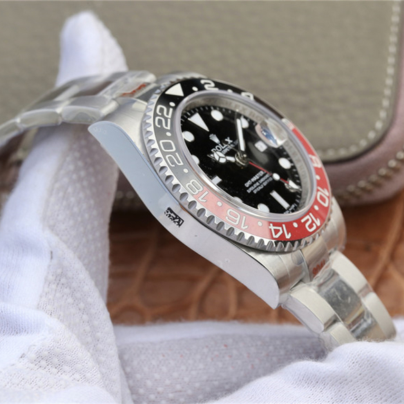 Rolex GMT Master II Silver Coke 40mm Black Red