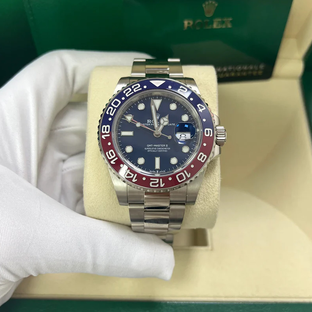 Rolex GMT Master II White Gold Pepsi Bezel Blue Dial Men's Watch m126719blro-0003