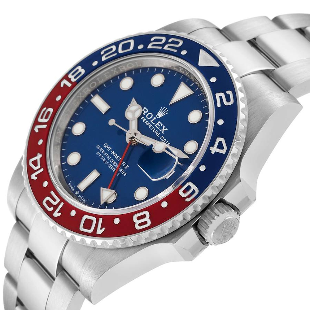 Rolex GMT Master II White Gold Pepsi Bezel Blue Dial Men's Watch m126719blro-0003