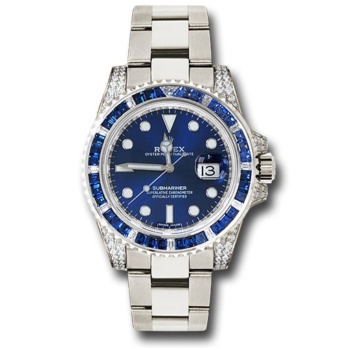 Rolex Submariner Date 116659 SABR 18K White Gold Diamonds Sapphires Unworn