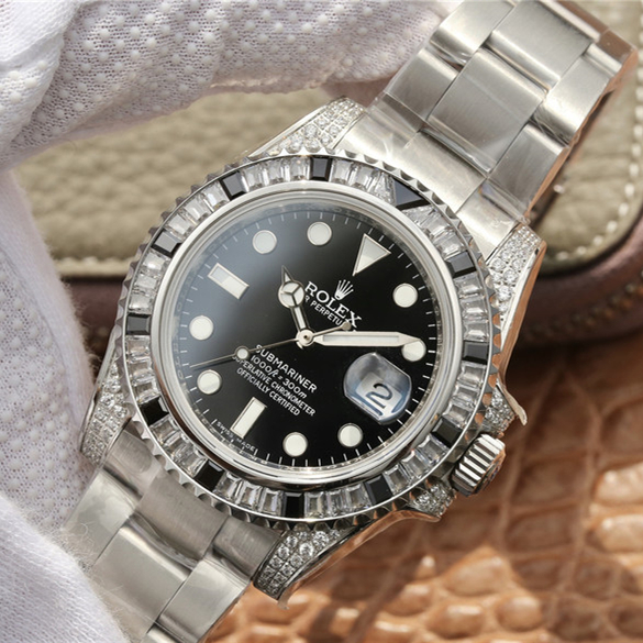 Rolex Submariner Silver Black Diamond 40mm