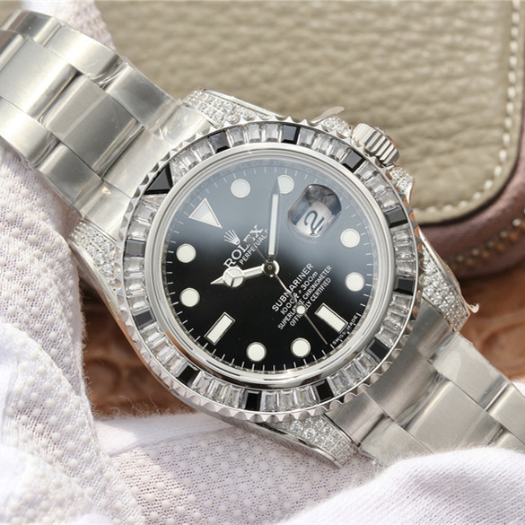 Rolex Submariner Silver Black Diamond 40mm