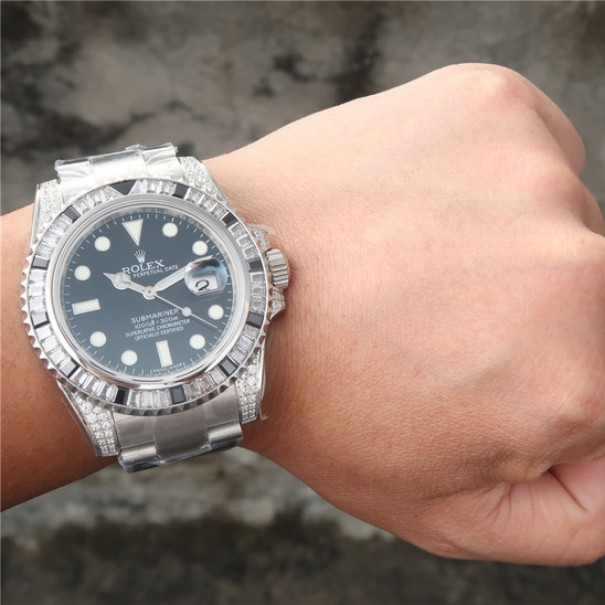 Rolex Submariner Silver Black Diamond 40mm