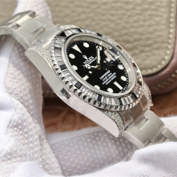 Rolex Submariner Silver Black Diamond 40mm