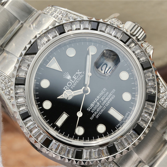 Rolex Submariner Silver Black Diamond 40mm